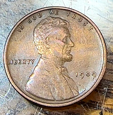 1909 VDB Lincoln Cent Nice Original Brown Unc. Woodgrain Tone CHRC