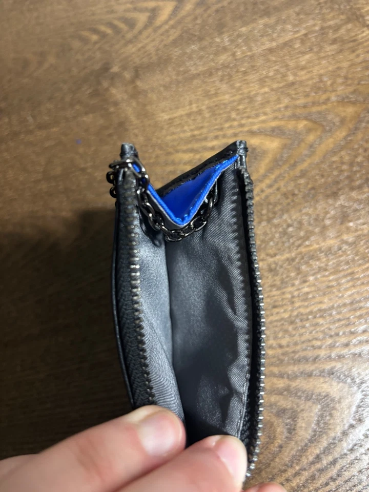 Tarjetero Tumi Vista Pequeño Cremallera Deslumbrante Azul Nylon Cuero Genuino Foto 3 de 3