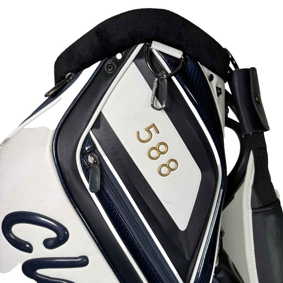 Bolsa de golf Cleveland CG 588 Staff Bag 6 vías división correa única blanca azul marino Foto 2 de 4