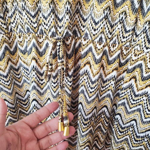 Nwt Tacera Women's Dress Sz 2X Yellow Black Chevron Short Sleeve Stretch - Picture 6 of 10