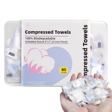 80-Pack Mini Compressed Towel Tablets Disposable Portable Face Towels Travel Set