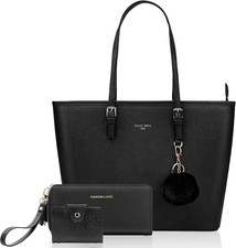 Damen Handtasche Leder groß für Büro Schule Einkauf Kaninchenpelz Schlüsselring