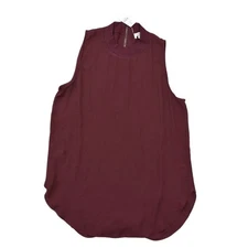 LOFT Beach Red Blouse M - NWT, Polyester, Back Zip Mock Neck Red Burgundy