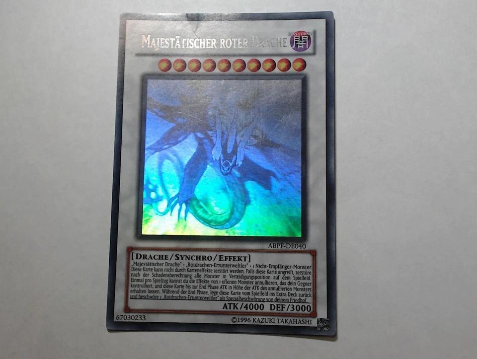 Yugioh MAJESTÄTISCHER ROTER DRACHE , abpf-de040 Ghost Rare deutsch Played - Bild 3 von 4