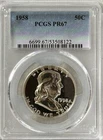 1958 PROOF FRANKLIN HALF PCGS PR67, BRILLIANT, SHARP, NO SPOTS, HAZE OR TONING