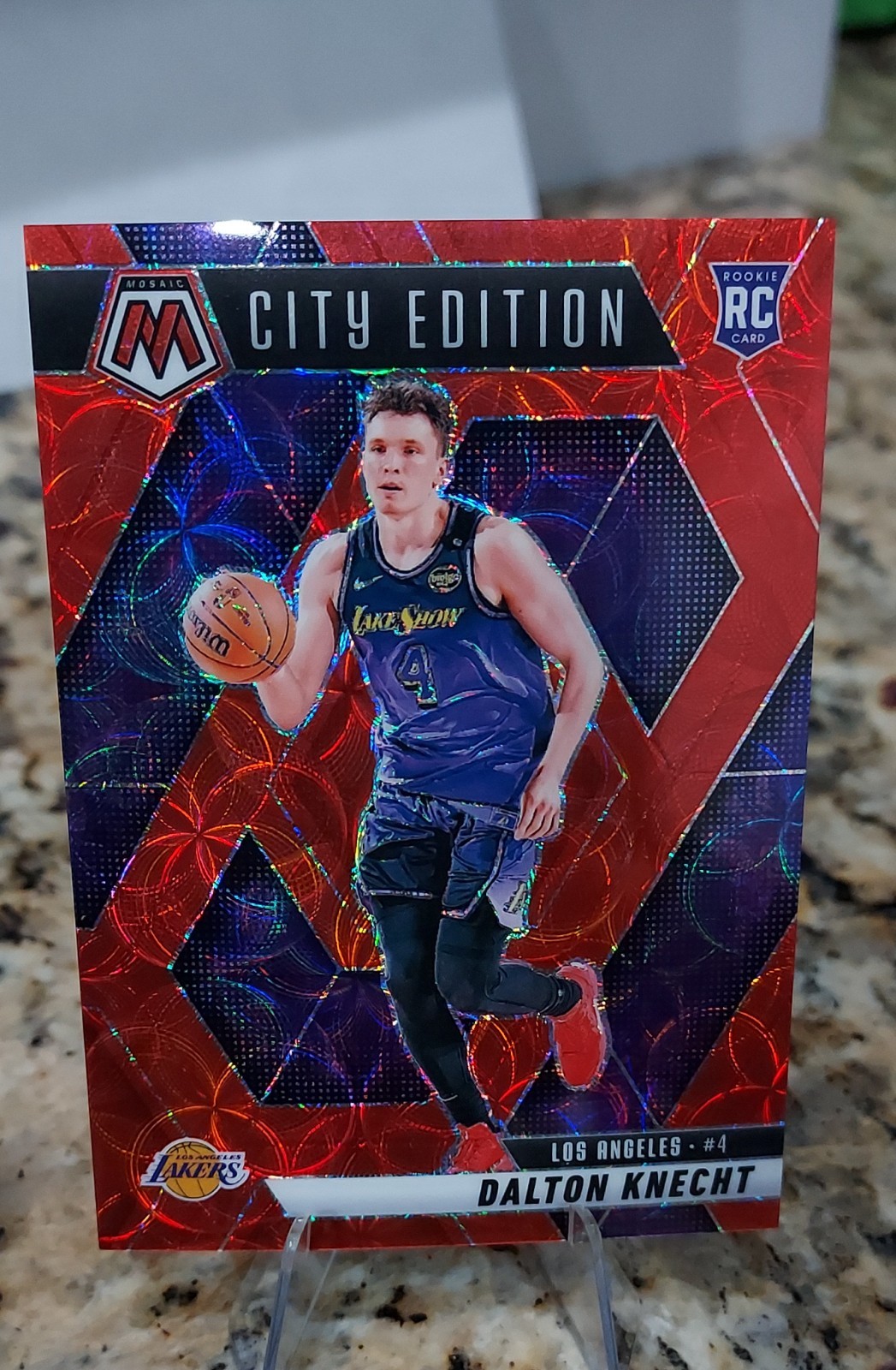 2024-25 Panini Mosaic - City Edition Dalton Knecht 271 Red Mosaic Prizm /75 (RC)