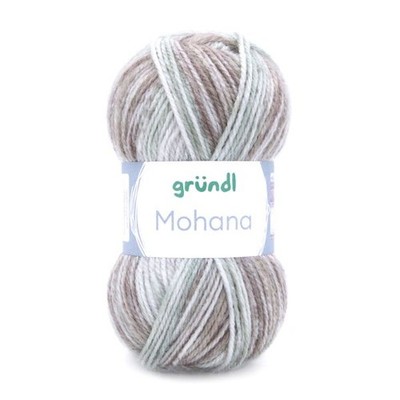 Gründl Wolle Mohana 100 g hellgrau-mint-natur-weiß  Wolle