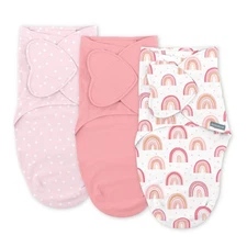 SwaddleMe by Ingenuity Monogram Collection Baby Swaddle, 100% Cotton, 0-3
