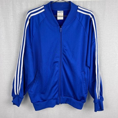 Vintage Track Jacket Mens Large Blue Striped Athletic Retro Athleisure Blokette