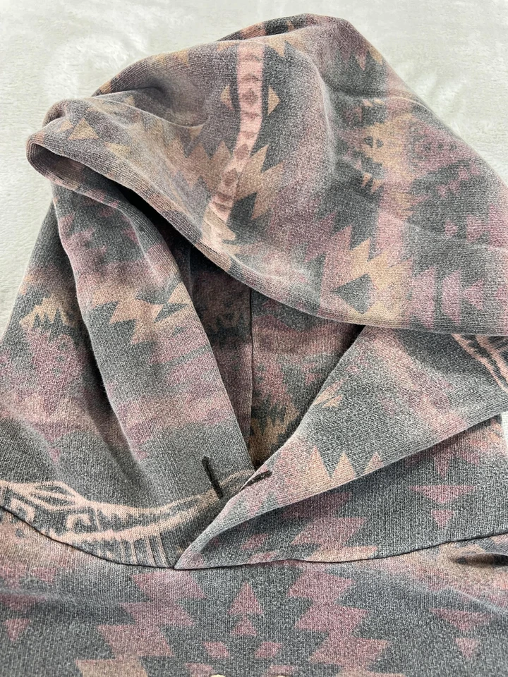 Denim & Supply Ralph Lauren Sudadera con Capucha Para Hombre Gris Medio Azteca Pullover Sudadera Foto 4 de 4