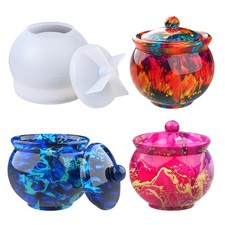 Jar Resin Molds Silicone Large Jars Silicone Molds with Lid for Epoxy Resin Cas