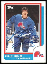 Paul Gillis Autographed Signed 1986-87 Topps Card #168 Quebec Nordiques