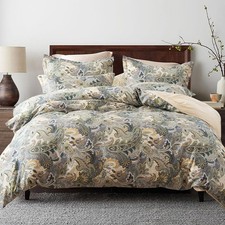 100 Natural Cotton 3pcs Duvet Cover Sets-Beige Duvet Cover with Luxurious Gr...