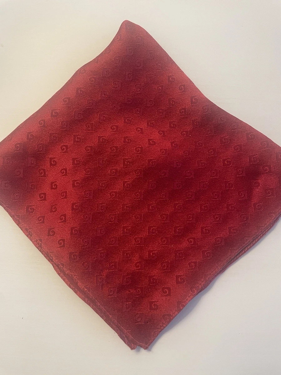 Pierre Cardin Pocket Square  Red with Logo 12 X 12 Vintage