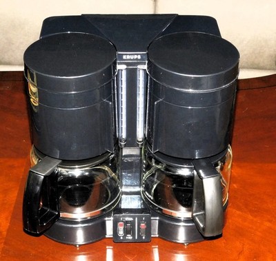 Krups Coffee Maker Dual Drip Machine 2 10cup Glass Carafes FRANCE 464 rare EXCDN