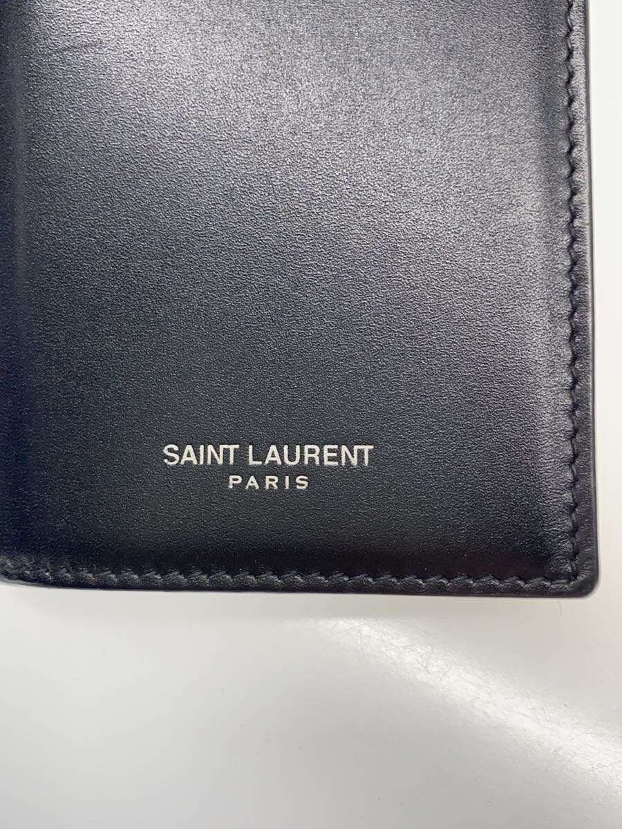 SAINT LAURENT Card Case Leather Black Plain Men's thumbnail 3