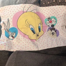 Vintage Tweety Bird Bugs Taz Sylvester Looney Toons Standard Size Pillowcase