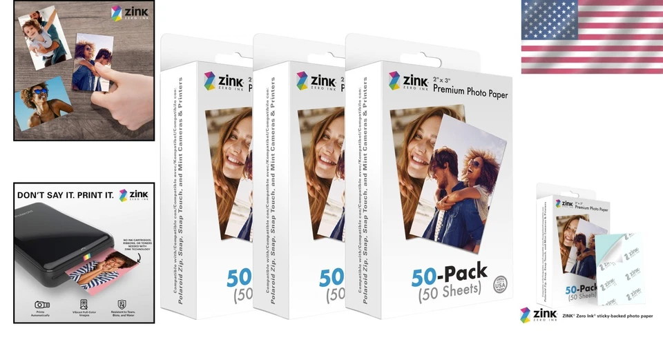 Durable Instant Photo Paper - 150 Sheets for Polaroid Snap and Zip Cameras - Image 2 of 4