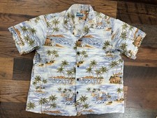 Vtg RJC Hawaiian Shirt Mens 2XL Surf/Sails/Palm Trees Aloha Style
