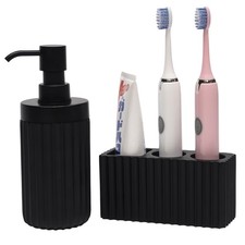 2PCS Bathroom Accessories Set with Large-Opening Ribbed Soap Dispenser and 3 ...
