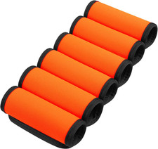 6 Pack Luggage Handle Wraps and Tags, Bright Orange Suitcase Identifiers