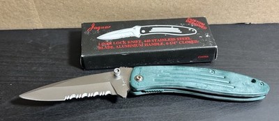 Jaguar Stainless Steel Folding Knife With 3.5  Blade & Belt Clip, NIB