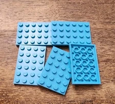 LEGO Medium Azure Plate 4 x 6 QTY 5. Part No. 3032. New.
