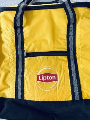 Lipton Tea Soft Sided Cooler Handles Open Top Advertising Promo Pockets Yellow