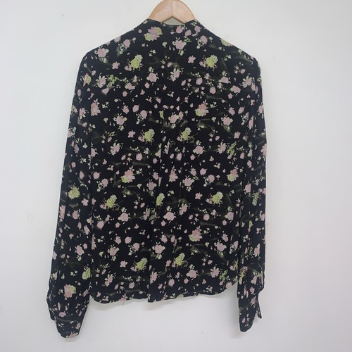 Blusa Zadig & Voltaire Twina Rosas Arrugadas Suaves Mujer Botón Grande Negra, Rosa - Imagen 7 de 11