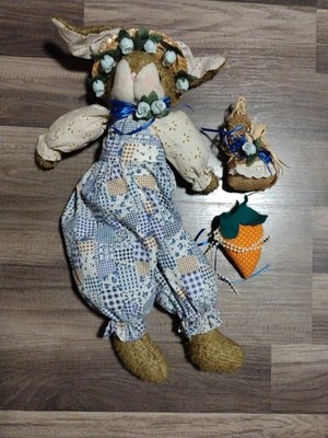 Vintage Rabbit Decor Plush Easter Bunny with Carrot And Bag
