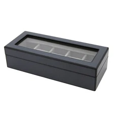 Watch Box Carbon Fiber 5 Extra Large Compartments Wood Extra Clearance Glass