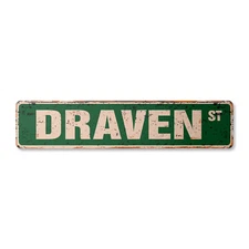 DRAVEN Vintage Street Sign Childrens Name Room Metal Sign