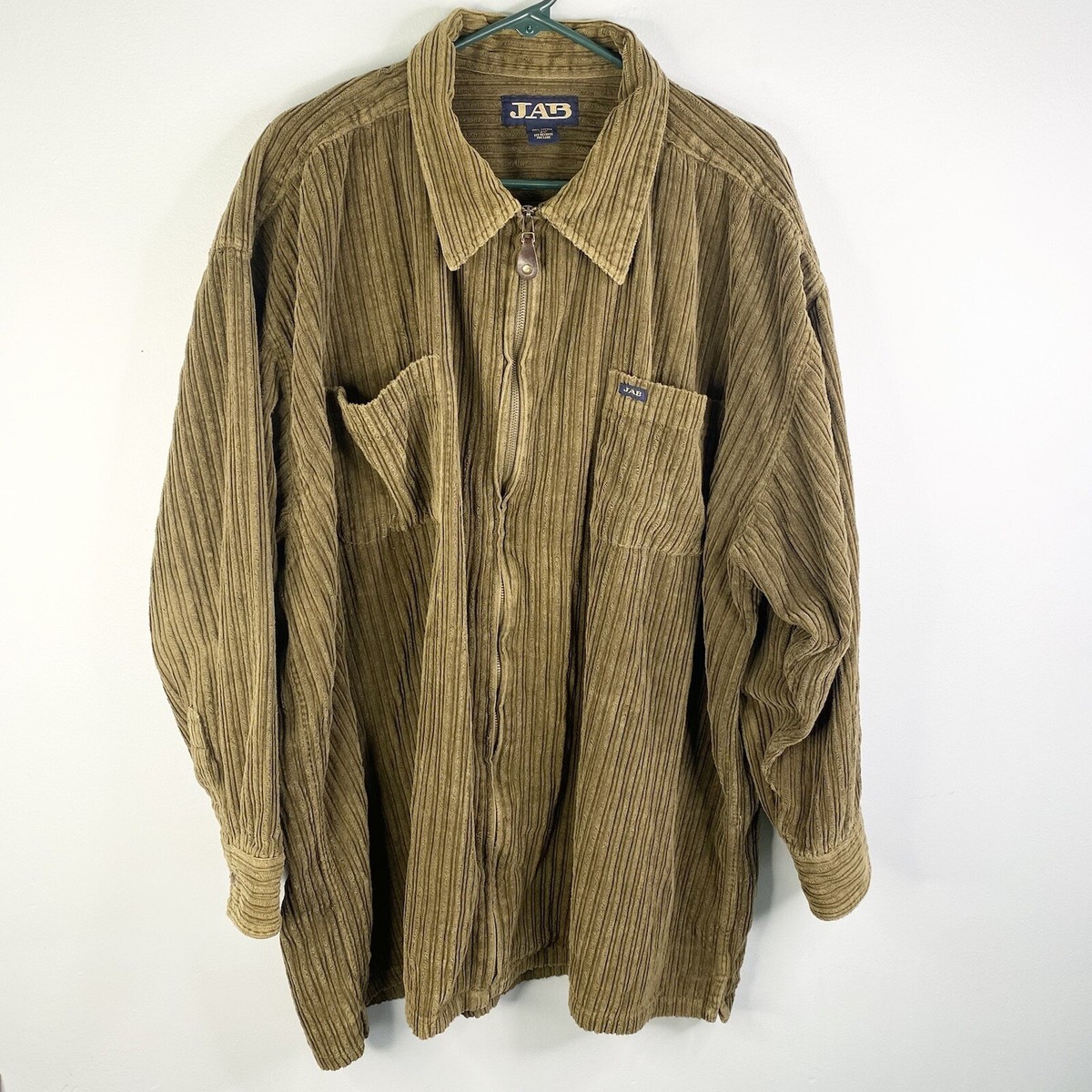 JAB Corduroy Shirt Mens 3X Brown Jacket Long Sleeve Full Zip JAB Corduroy Shirt Mens 3X Brown Jacket Long Sleeve Full Zip