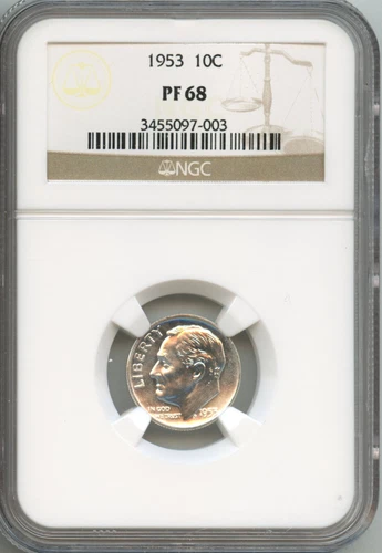 NGC - Roosevelt Dime - 10c - 1953 - PF-68