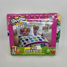 NWT Shopkins 3 Piece Twin Sheet Set Girls Bedding Fitted Flat Pillowcase Pink