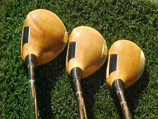 PERSIMMON WOODS Powerbilt Citation Golf Clubs Brass Bar set Driver 3 5 New Grips