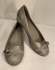 ECCO Women  s Ballet Flat Slip On Shoes Grey Leather Moon Rock Sz EU 37 US 6/6.5