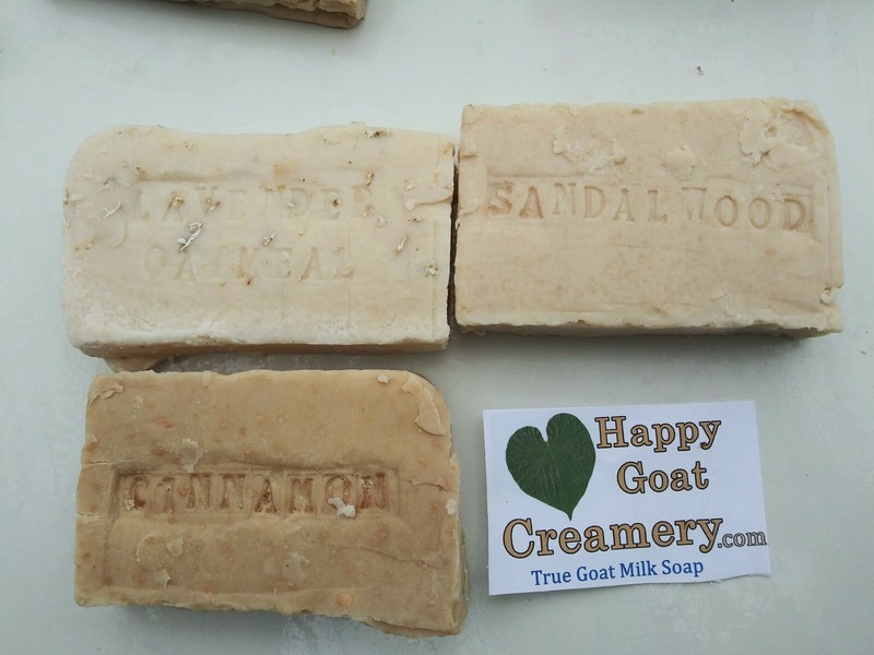 3 BARS SANDALWOOD CINNAMON LAVENDER GOAT MILK SOAP HAPPY GOAT CREAMERY CHEAP