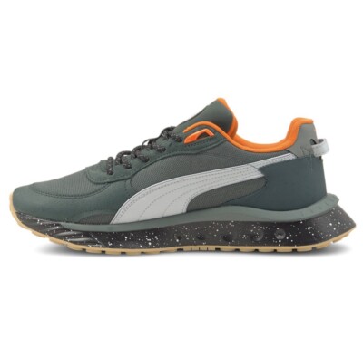 Puma Wild Rider Wtr Lace Up  Mens Green Sneakers Casual Shoes 38190202