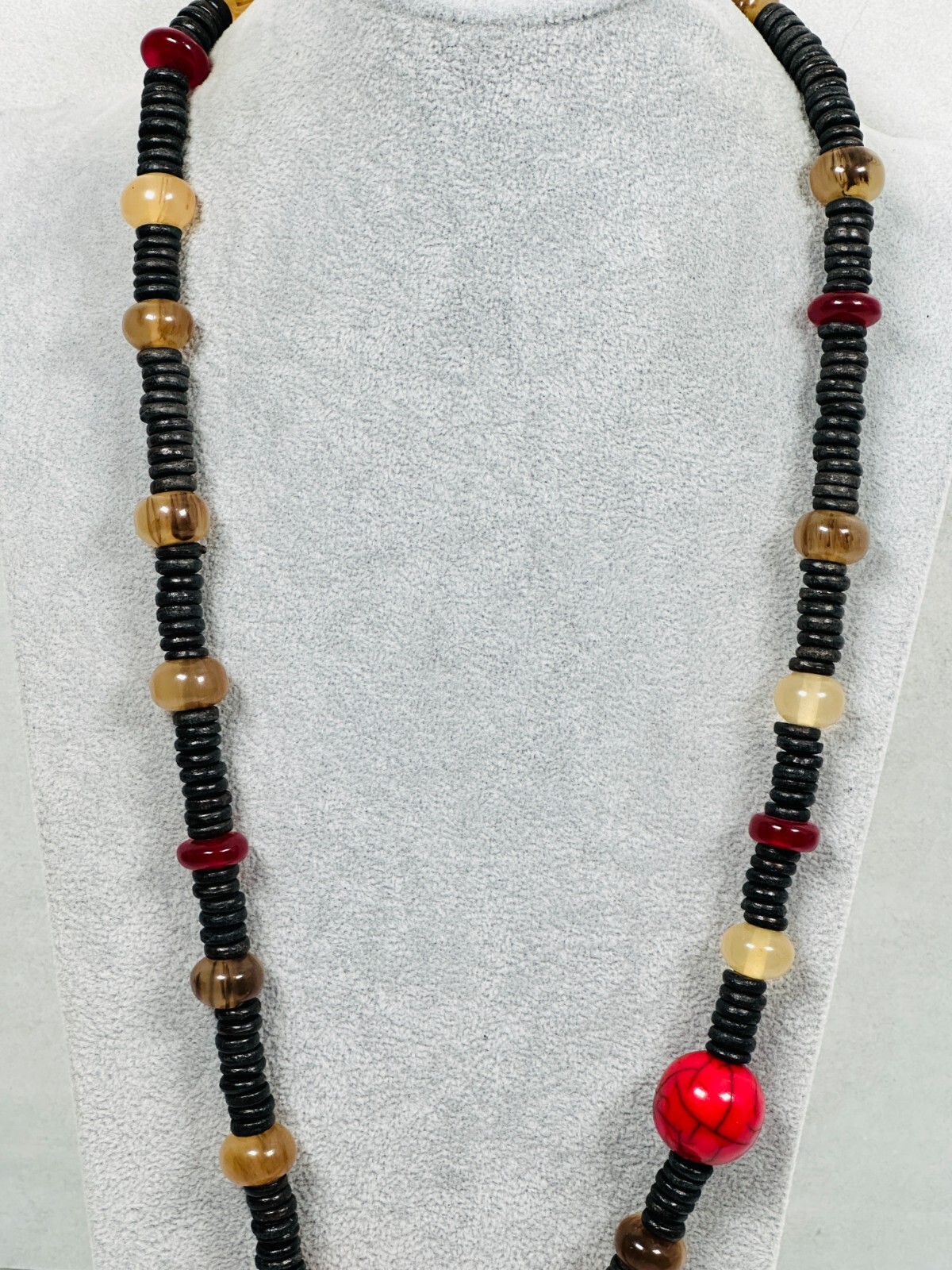 Chicos Statement Necklace Brown Translucent Carve… - image 3