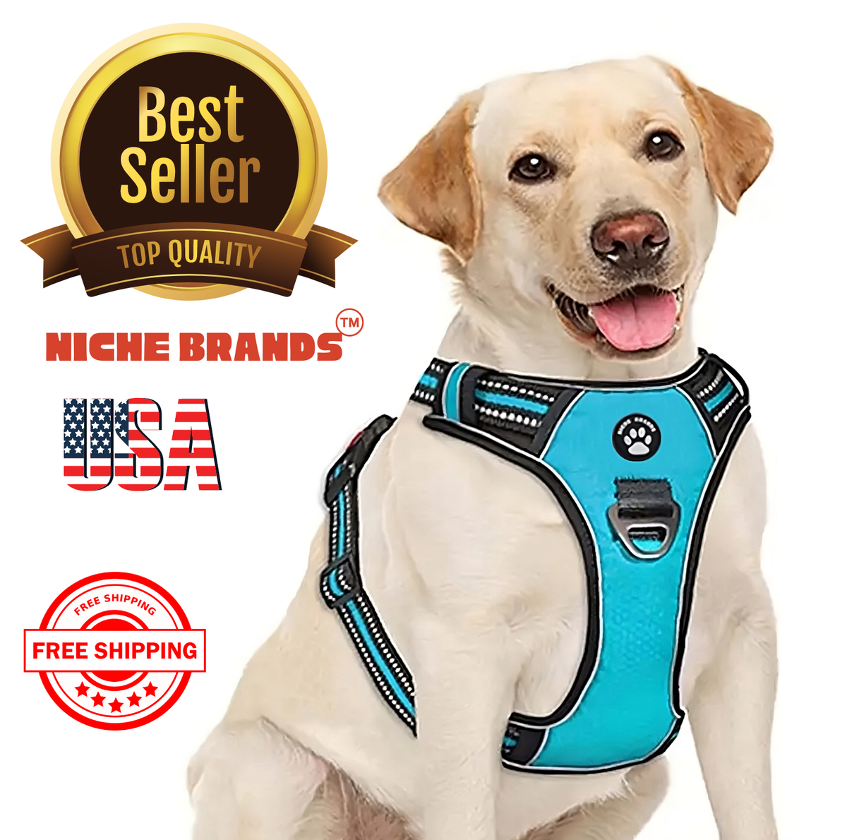 Dog Vest Harness-No Pull Adjustable Reflective,Escape-Proof Padded