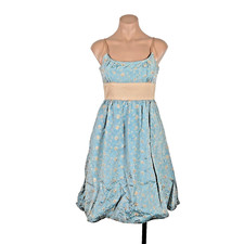 VTG 90s y2k Betsey Johnson Evening Prom Mini Party Dress Sz 4 Aqua Peach Floral