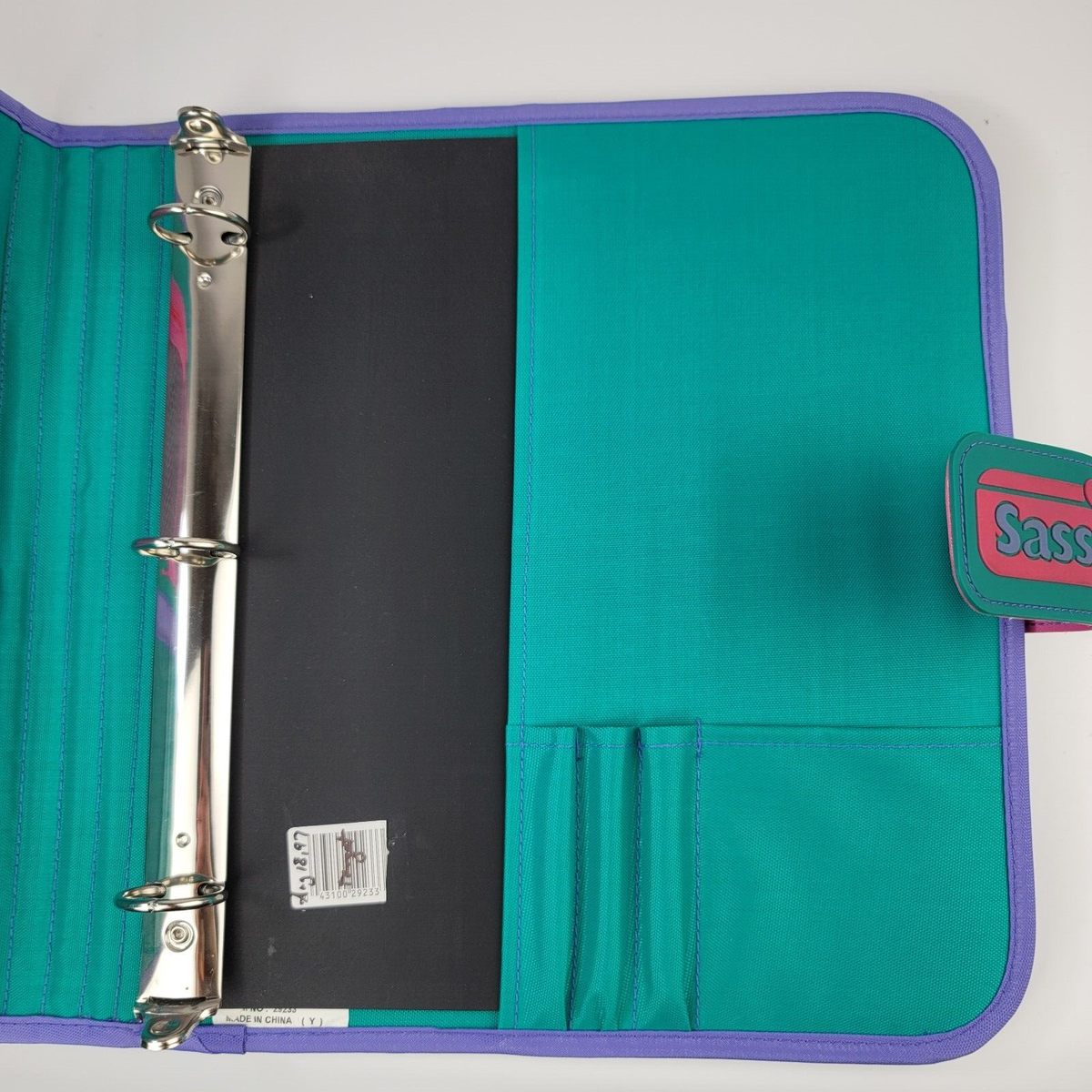 Mead Sassafras Quilted Trapper Keeper Binder Teal Purple 2 Folders