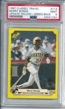 PSA 9 1987 CLASSIC TRAVEL GREEN BACK BARRY BONDS ROOKIE LOW POP