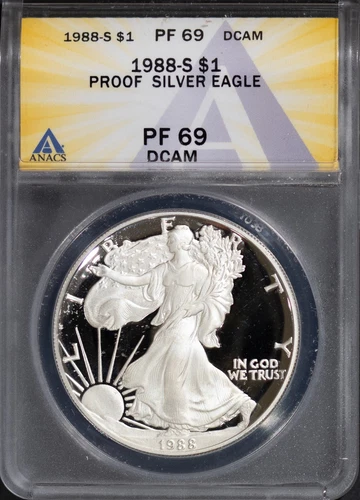 1988-S $1 Silver American Eagle Dollar PF 69 DCAM ANACS # 7668877