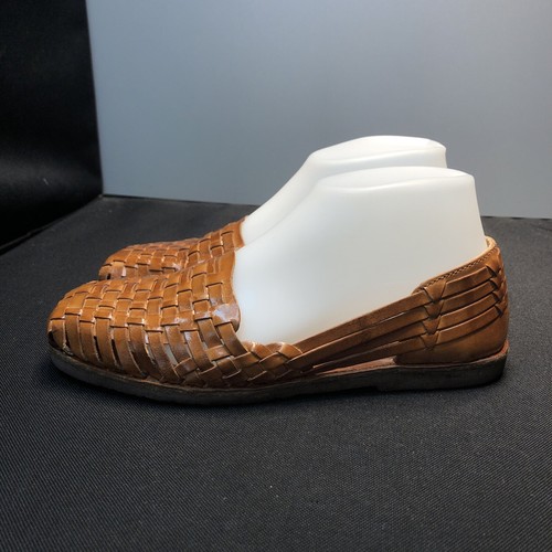 EUC US7 SUNSTEPS VENETIAN HAND WOVEN BRN LEA HUARACHE SANDALS FLATS CASUAL SHOES - Picture 3 of 12