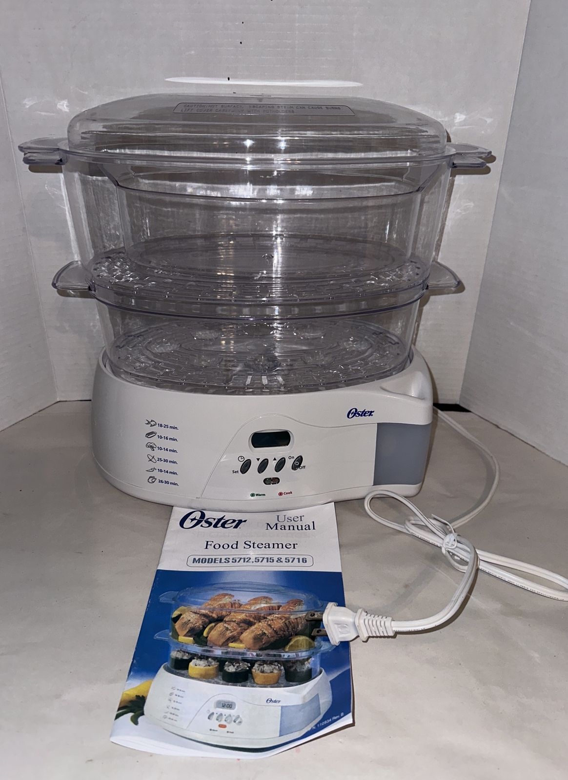 Oster Food Steamer Rice Cooker Vegetable Fish Model 5712 6.1 Qt 900W Tested EUC eBay
