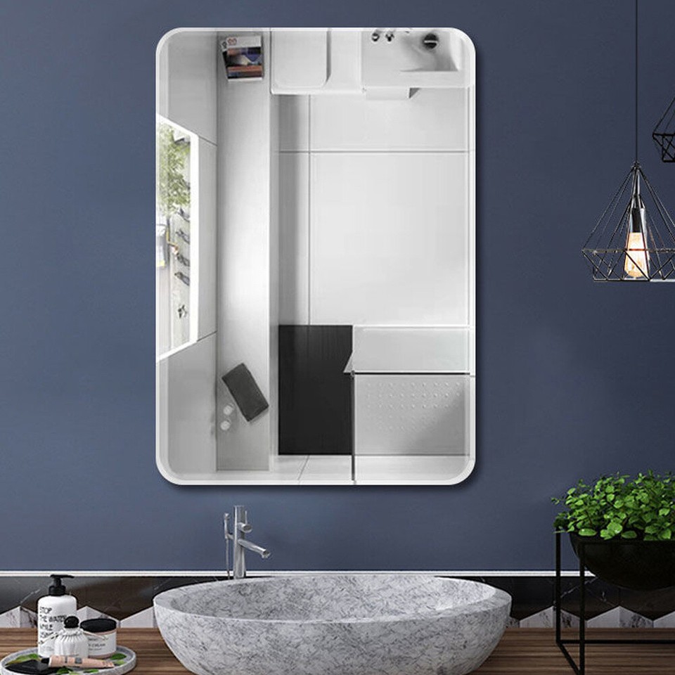 Bathroom Mirror Wall Mounted &Self-adhesive Rectangle Bevelled ...