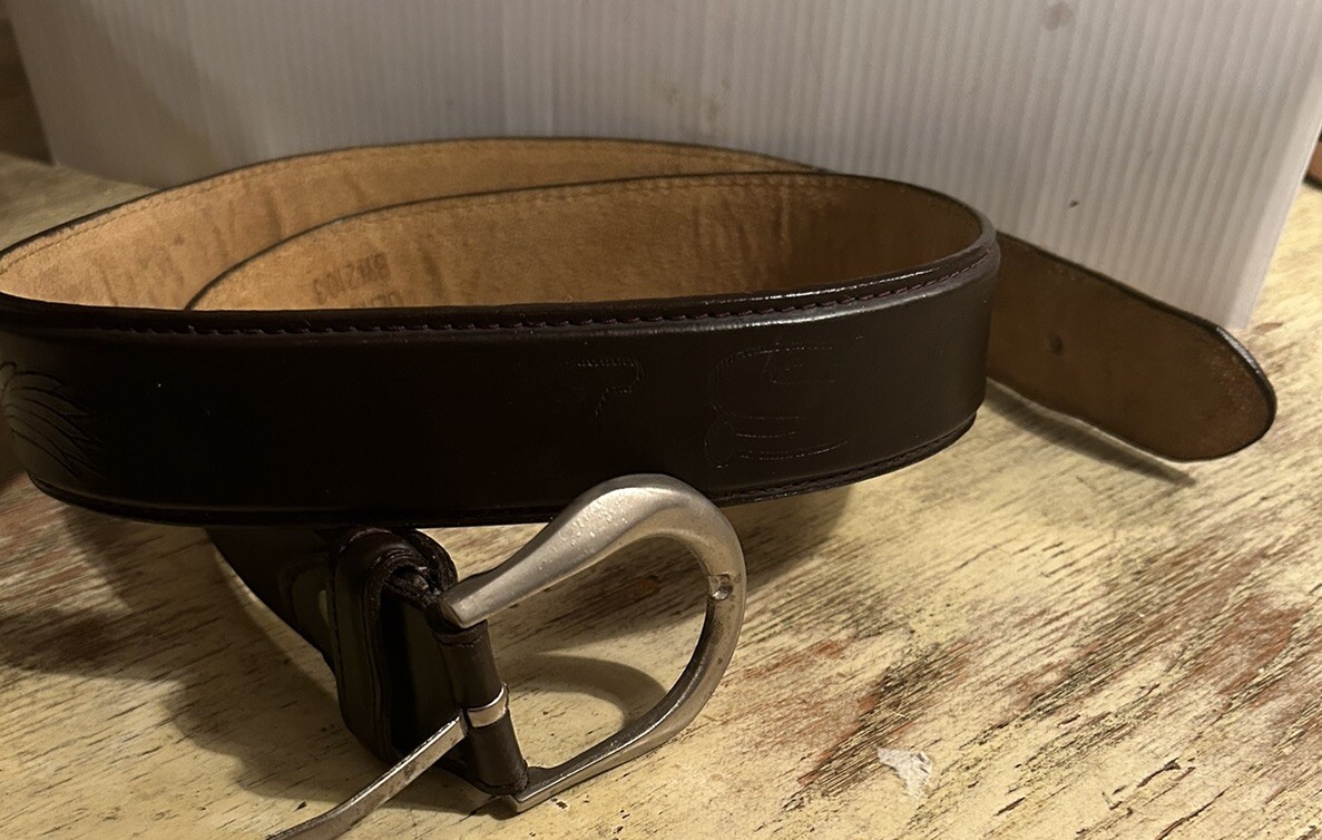 Vintage 1 1/2” Wide 36” Dark Brown Leather Belt W/USA Vintage 1 1/2” Wide 36” Dark Brown Leather Belt W/USA