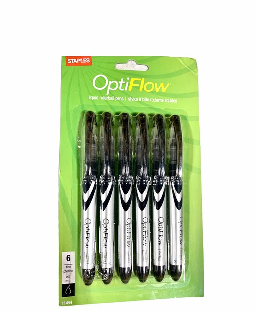 Staples Optiflow Liquid Rollerball Pens Fine Point 0.5 Mm Conical Black